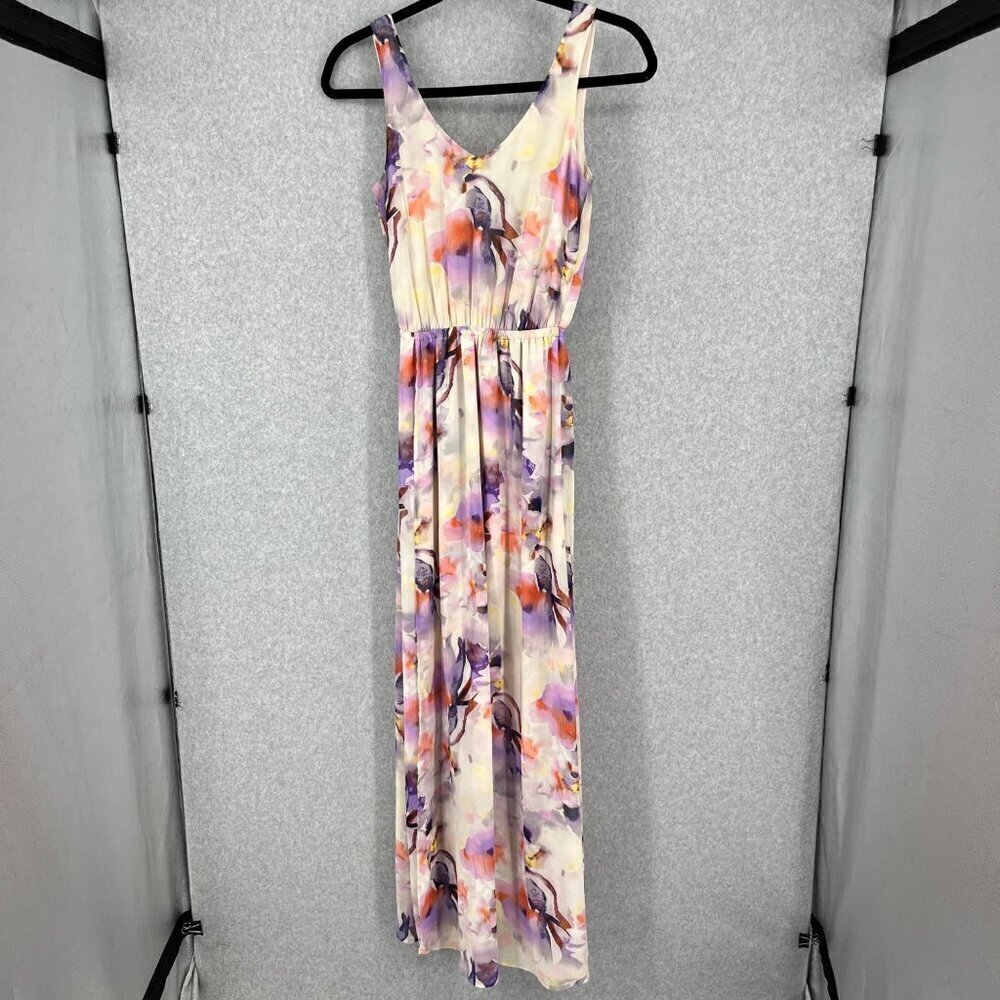 Show Me Your MuMu Kendall Maxi Dress Size S Purple Pink Watercolor Abers Babers